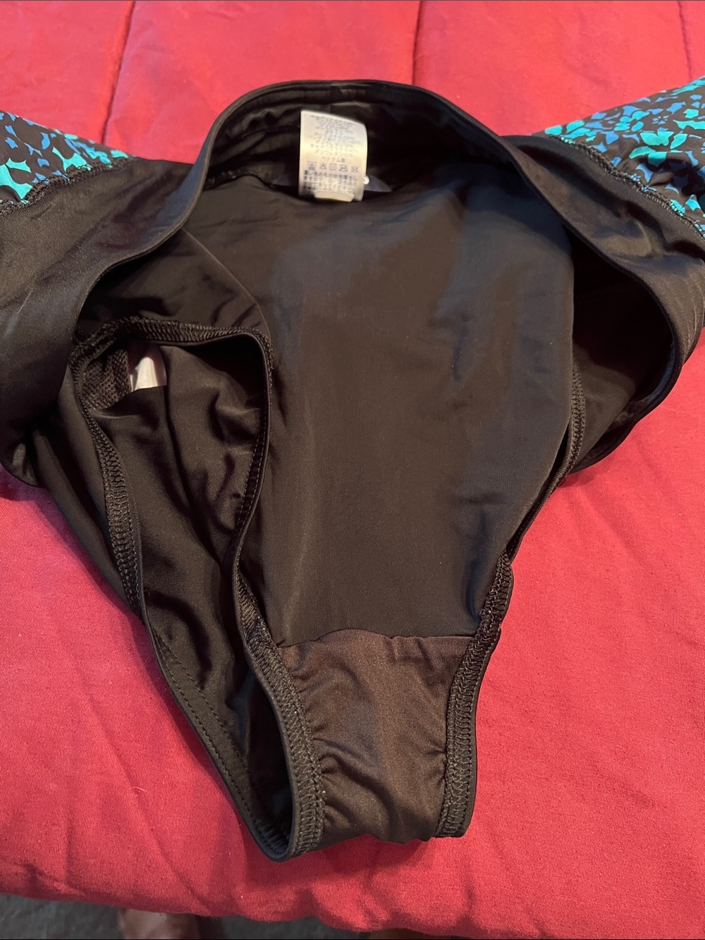 Lands End Women’s Black Teal print Board Shorts with panty 12 - Picture 3 of 6